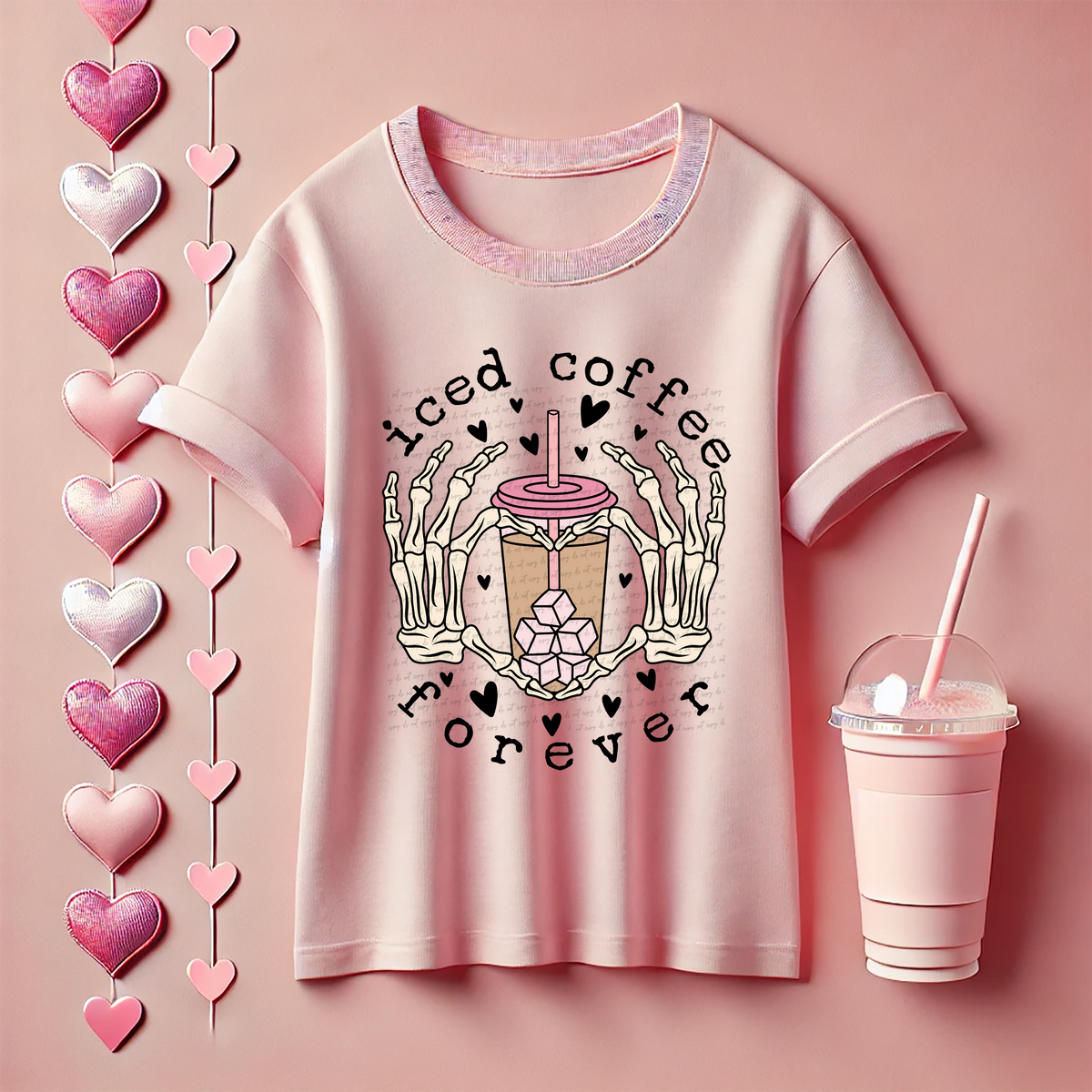 Iced Coffee Forever Skellie Black Font 81515 DTF Transfer
