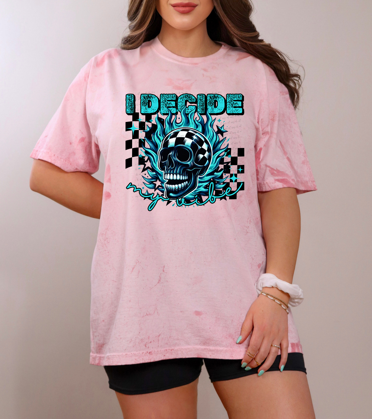 I Decide My Vibe Checkered Skull 74584 DTF Transfer