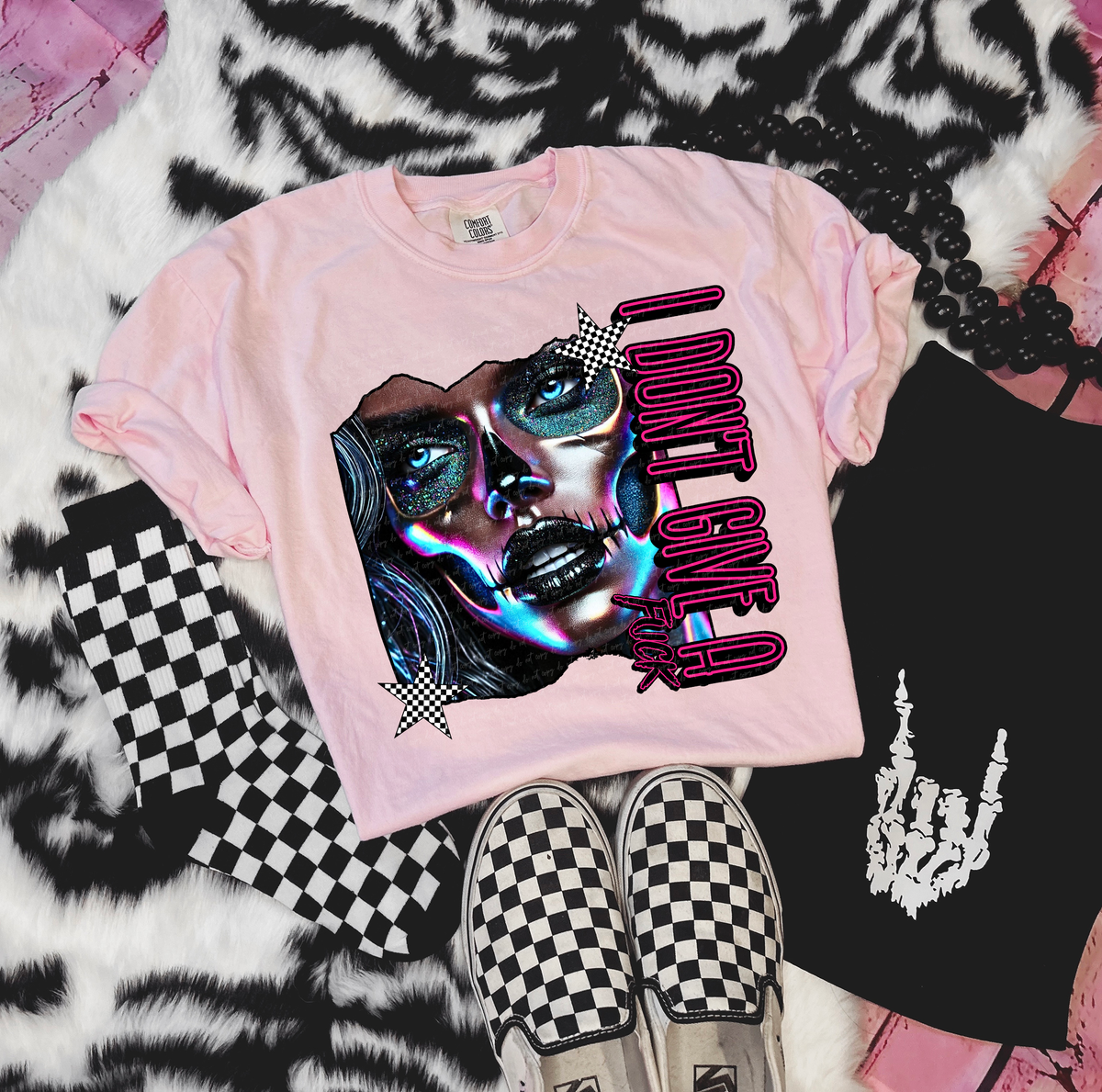 I Don't Give A Fuck Metallic Face 86049 DTF Transfer