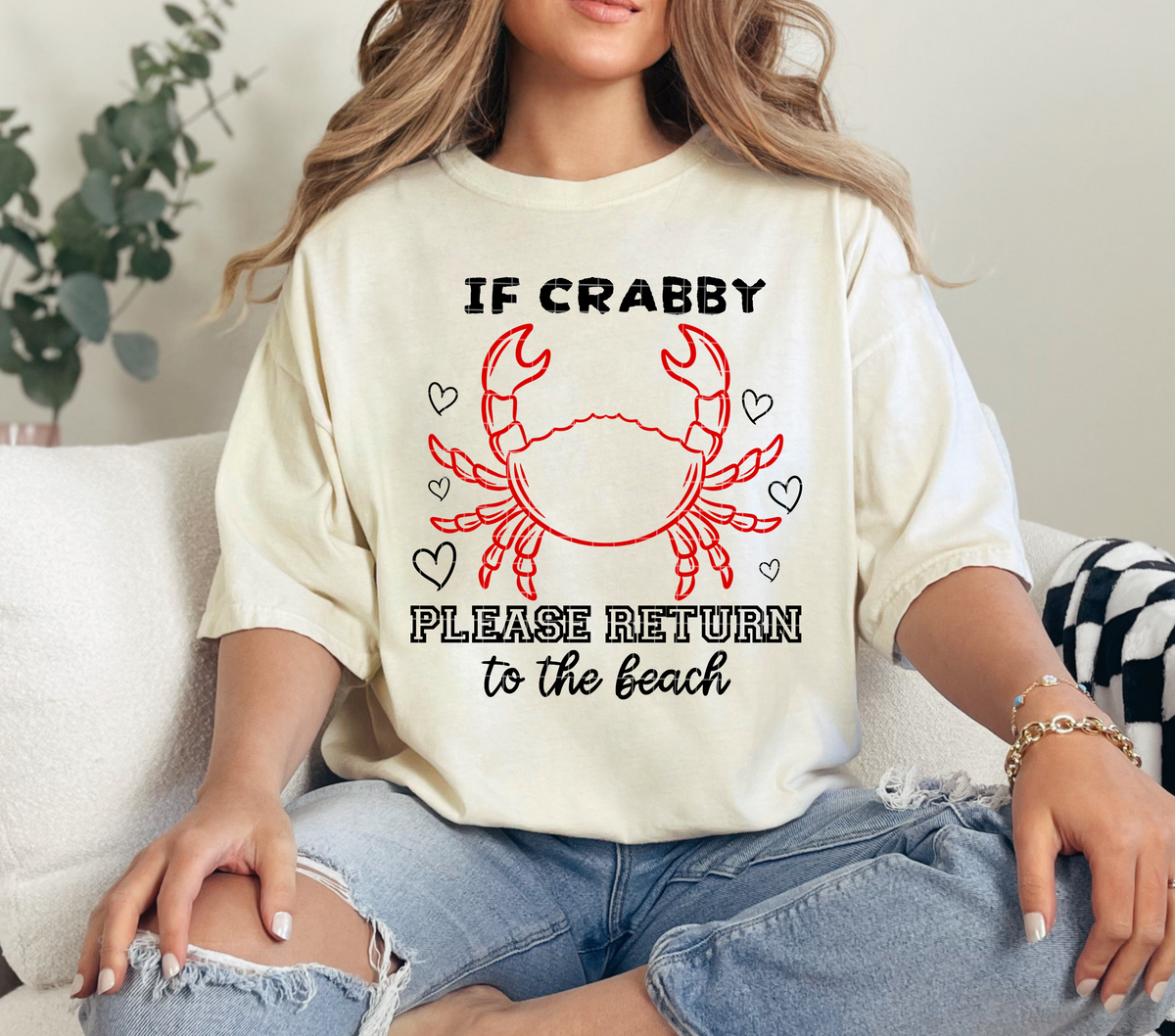 If crabby please return to the beach (40e) DTF Transfer
