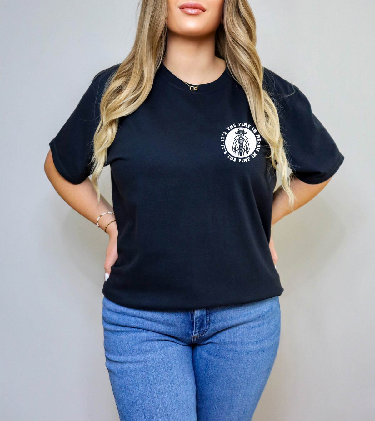 If I Come Of As A Flirt I Apologize It's Just The Pimp In Me Pocket Print WHITE 117713 DTF transfer