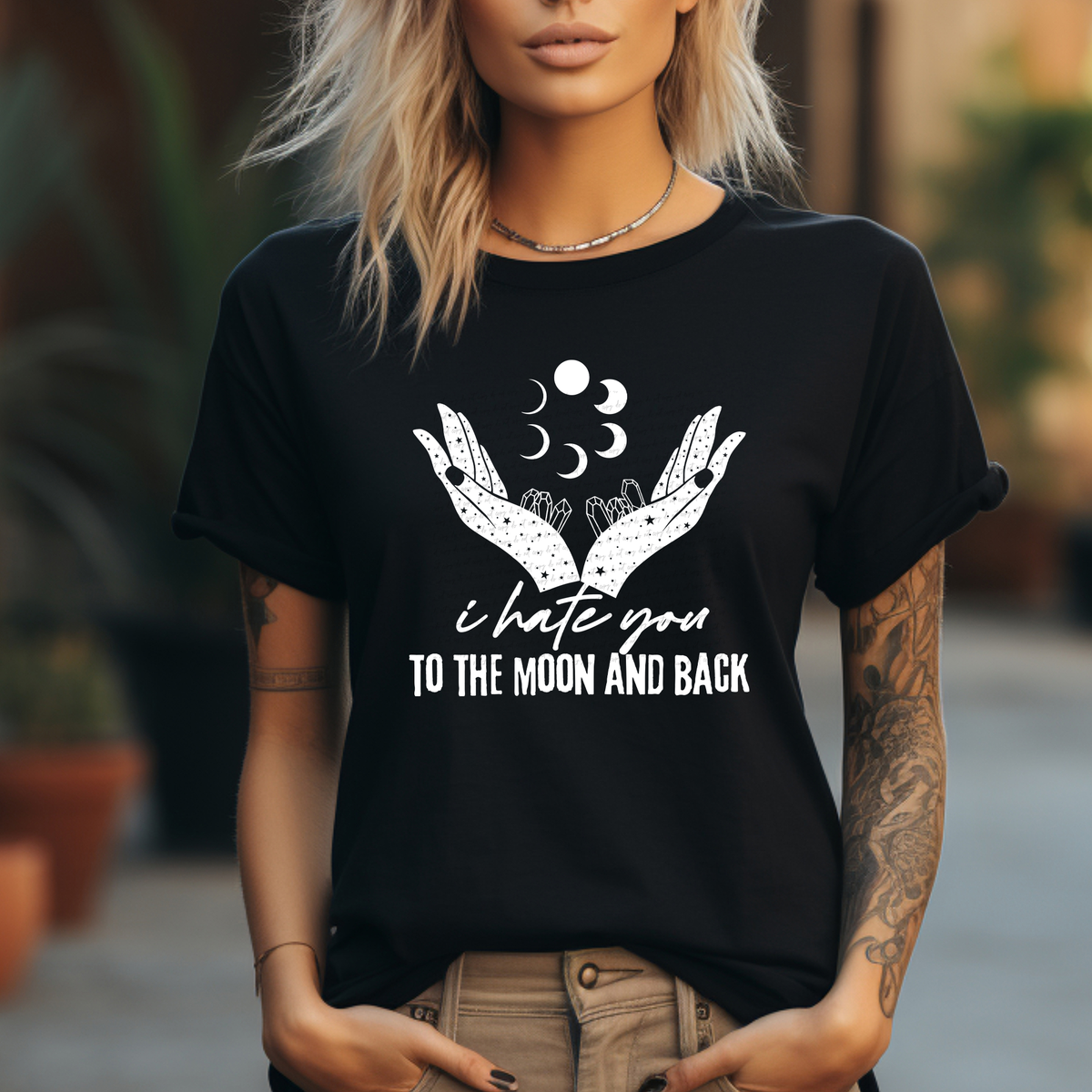 I Hate You To The Moon And Back White 74586 DTF Transfer