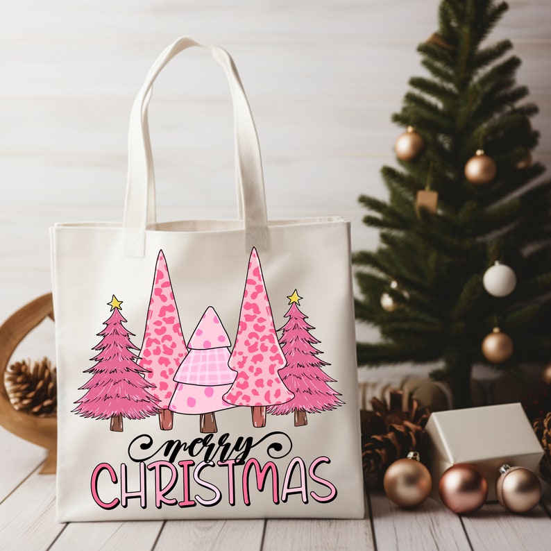 Merry Christmas pink trees (5) 45095 DTF transfer