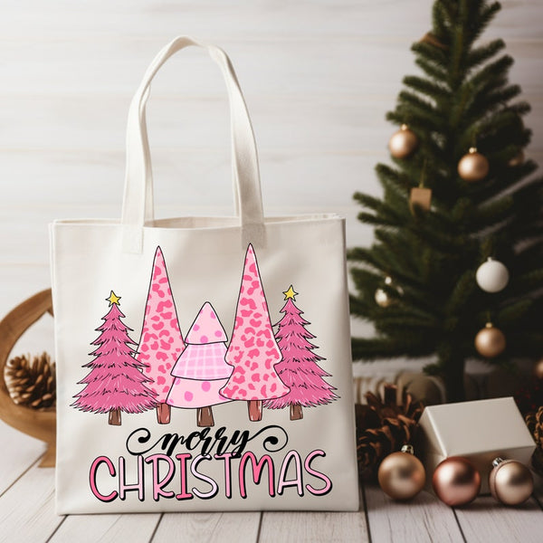 Merry Christmas pink trees (5) 45095 DTF transfer