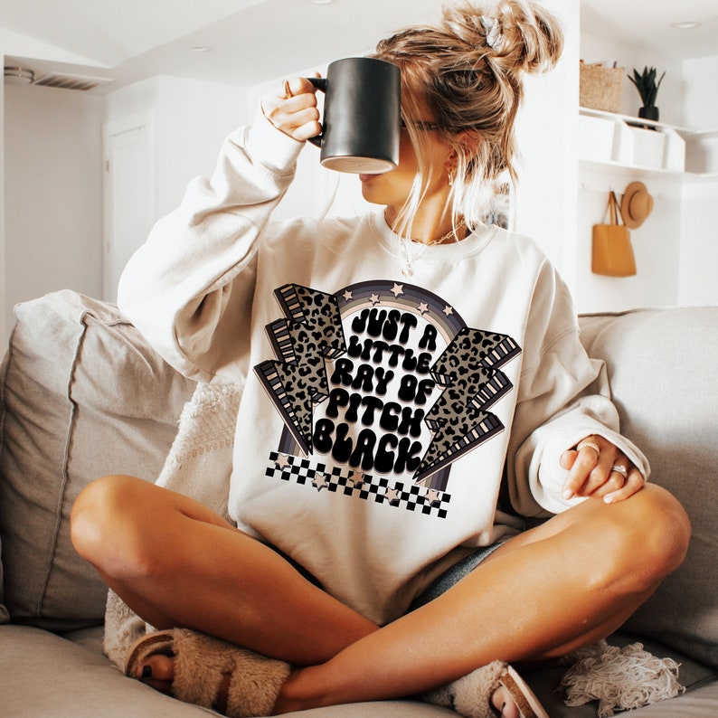 Just a little ray of pitch black with leopard lightning bolts 68463 DTF transfer