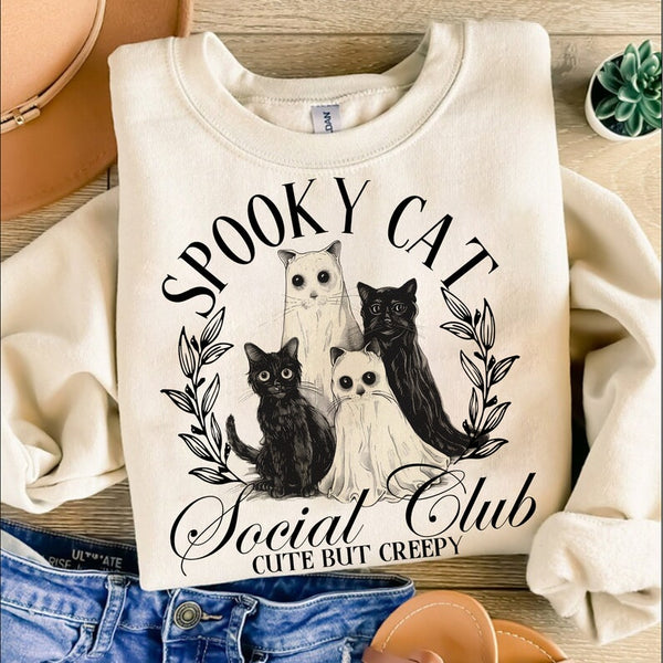 Spooky cat social club BLACK FONT 68485 DTF transfer