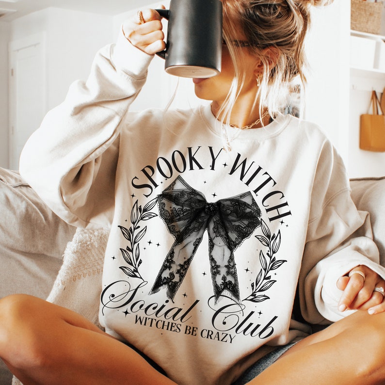 Spooky witch social club black bow BLACK FONT 68472 DTF transfer