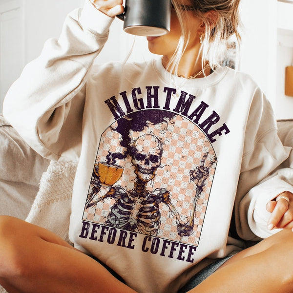 Nightmare before coffee BLACK FONT DTF transfer