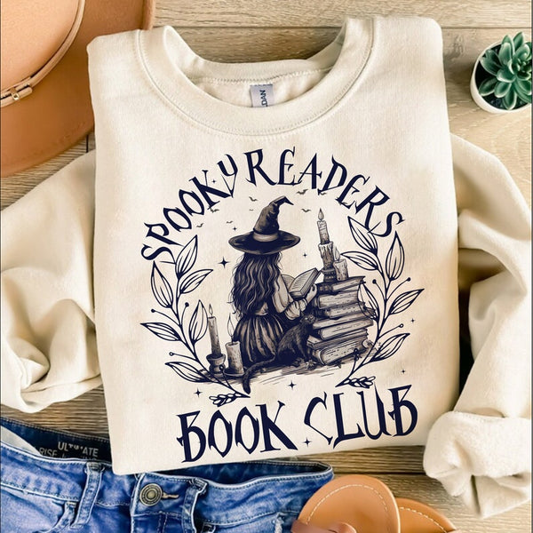 Spooky readers book club witch BLACK FONT 68490 DTF transfer