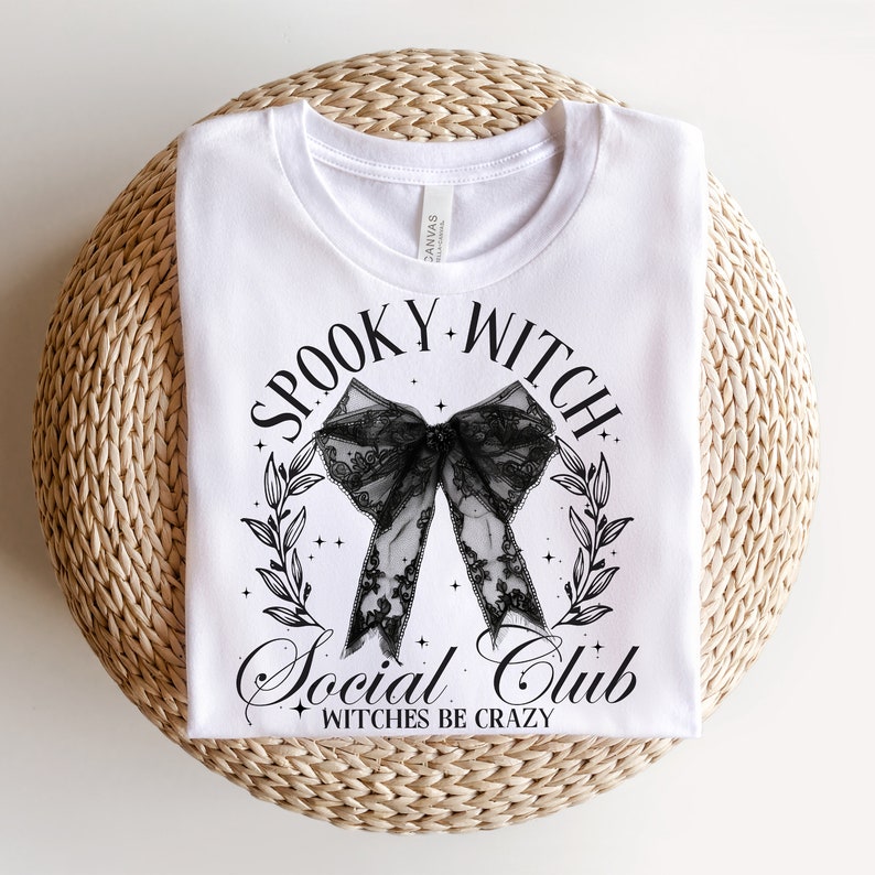 Spooky witch social club black bow BLACK FONT 68472 DTF transfer