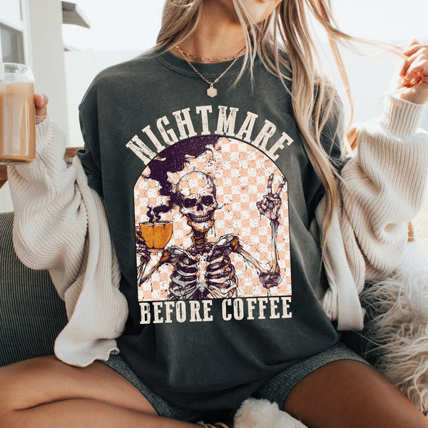 Nightmare before coffee WHITE FONT 68471 DTF transfer