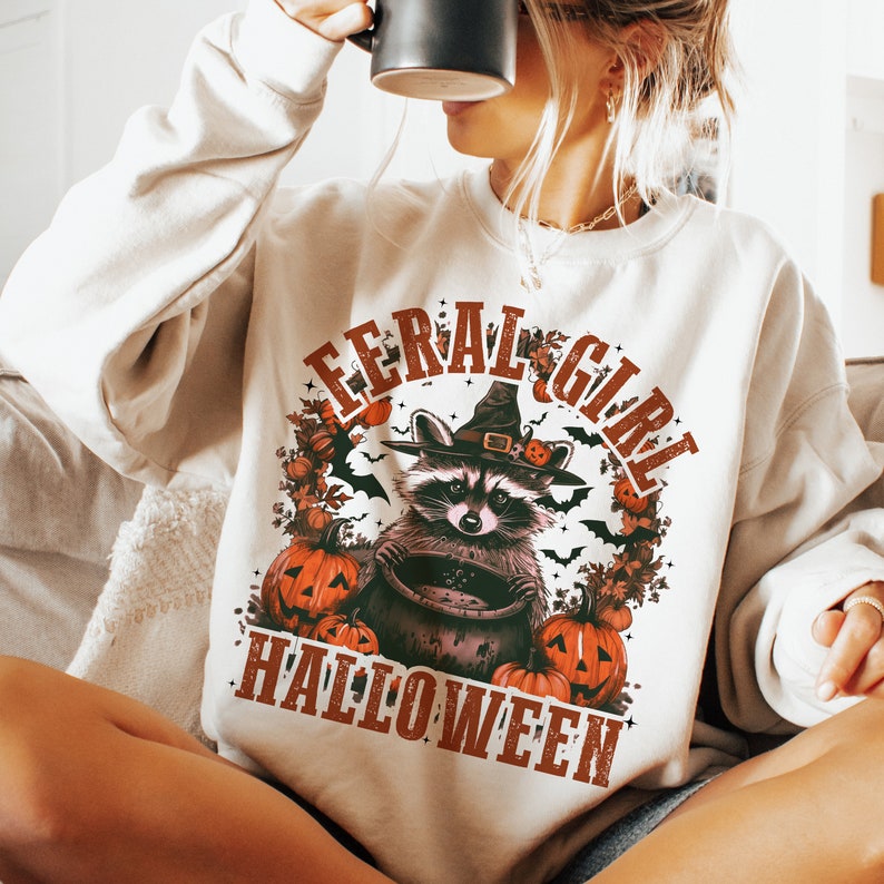 Feral girl halloween racoon 117252 DTF transfer
