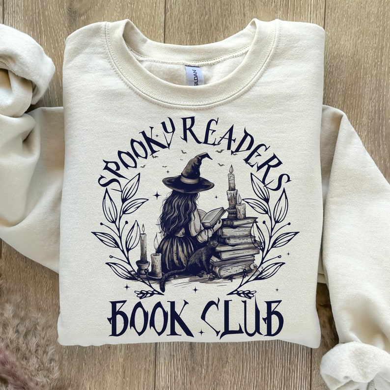 Spooky readers book club witch BLACK FONT 68490 DTF transfer