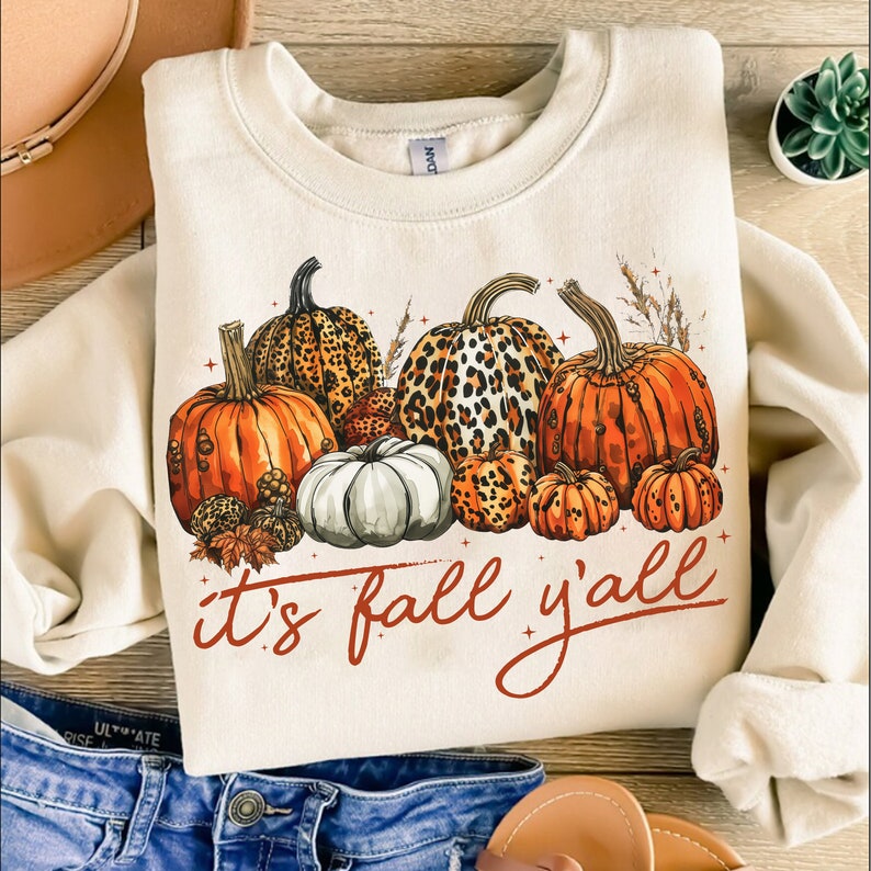 It's fall y'all 8 pumpkins 1 leopard  DTF transfer