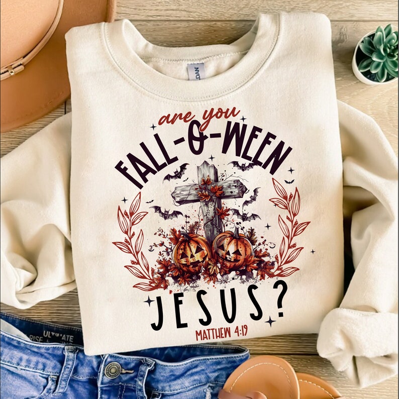 Are you fall-o-ween Jesus? Cross and pumpkins 68488 DTF transfer