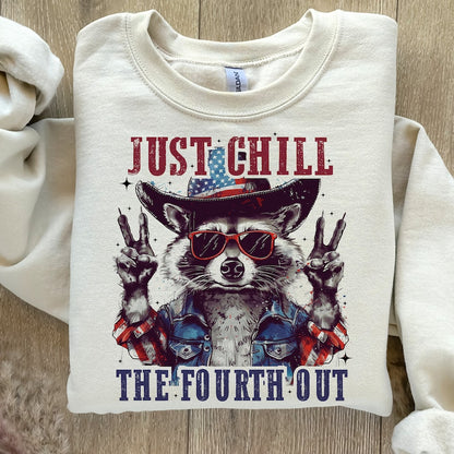 Just chill the fourth out racoon 68464 DTF transfer