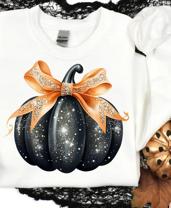 Black pumpkin orange bow 45088 DTF transfer