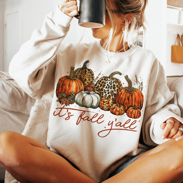 It's fall y'all 8 pumpkins 1 leopard  DTF transfer