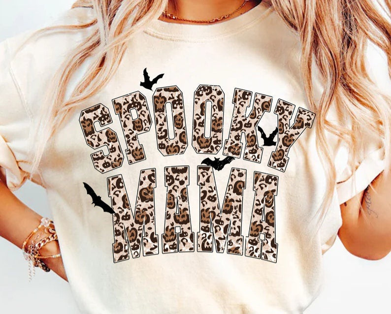 Spooky mama leopard pumpkins fonts 45090 DTF transfer