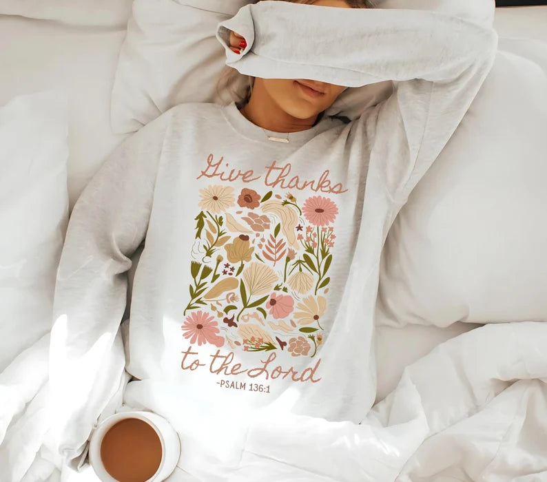 Give thanks to the lord flowers 67562 DTF transfer