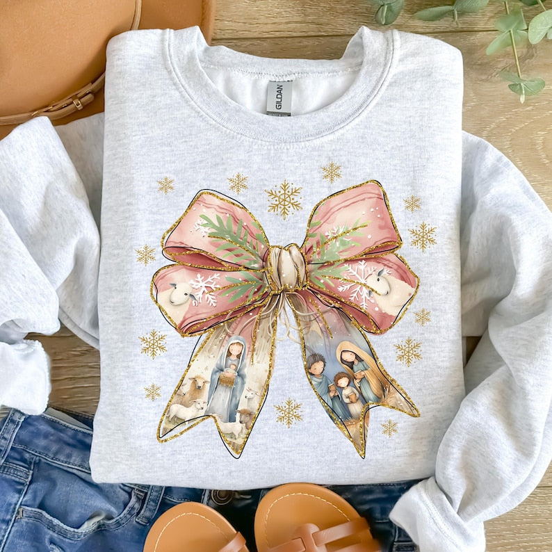 Nativity scene coquette bow 117325 DTF transfer