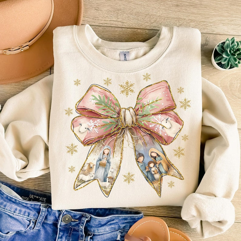 Nativity scene coquette bow 117325 DTF transfer