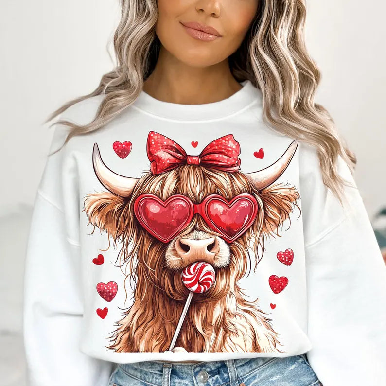 Valentine cow with straight bottom 80922 DTF transfer