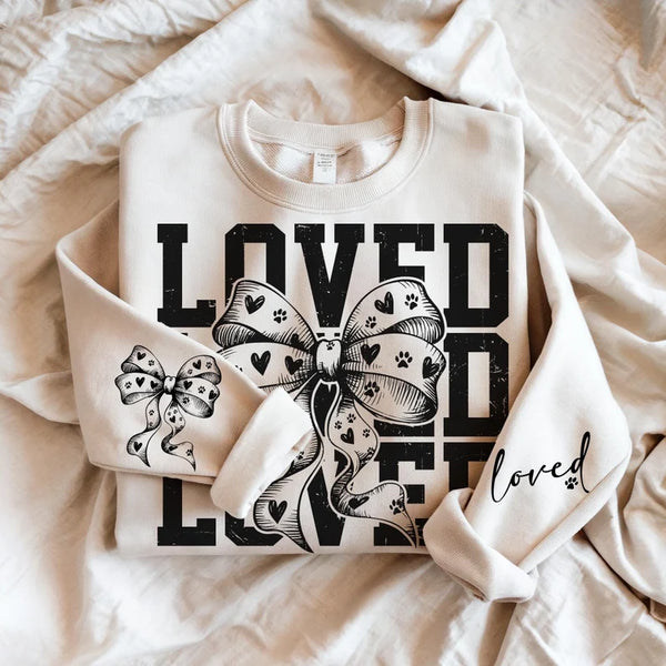 Loved stacked with bow 75906 DTF transfer