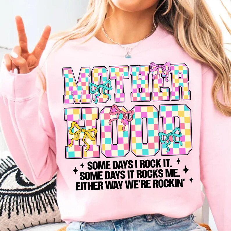 Motherhood some days I rock it black font 85880 DTF transfer