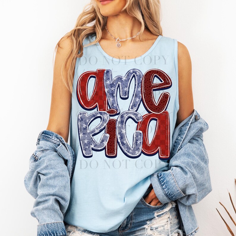 America red and blue with stars Sunday Special DTF transfer