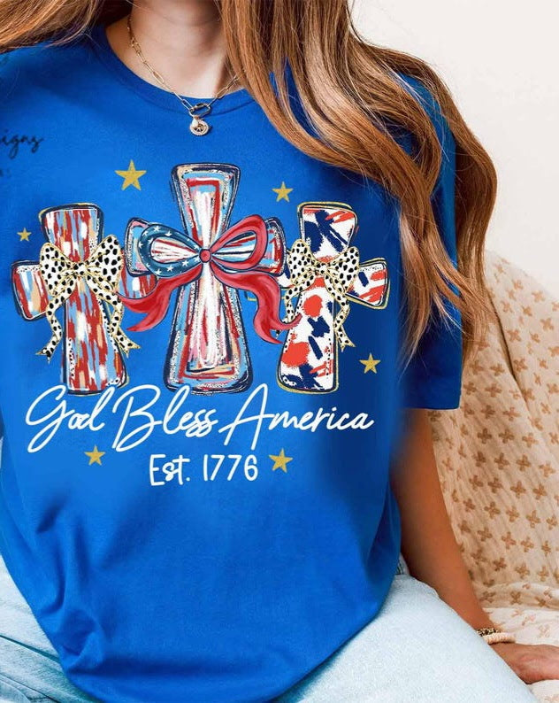 God bless America cross trio DTF Transfer