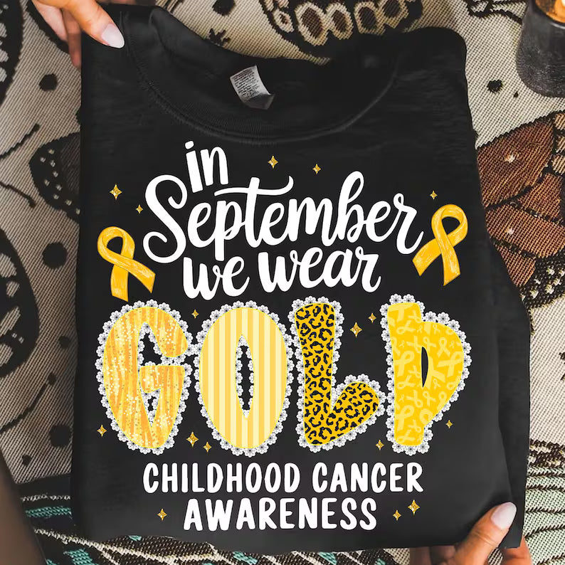 In September we wear gold lace outline Sunday Special DTF transfer