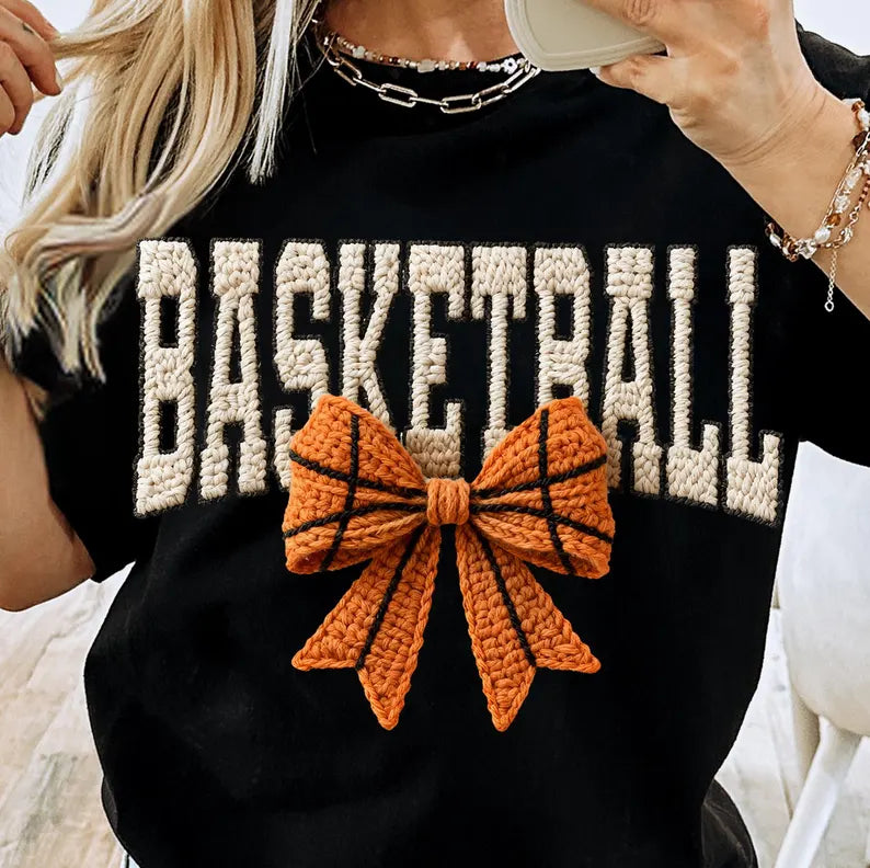 Basketball faux with bow Sunday Special DTF transfer