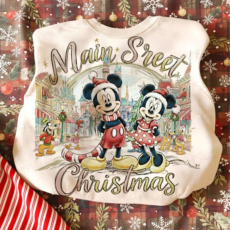 Main street Christmas boy and girl mouse Sunday Special DTF transfer