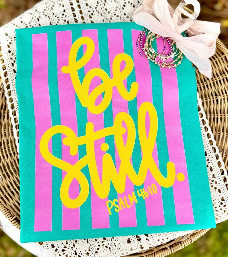 Be still yellow font pink stripes Sunday Special DTF transfer