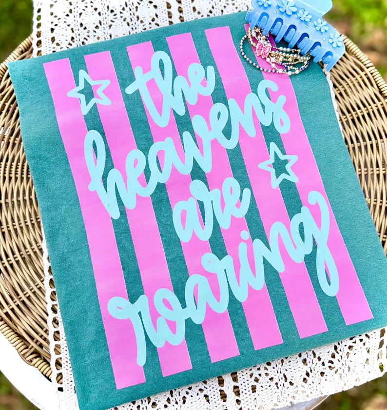 The Heavens are roaring pink stripes DTF Transfer