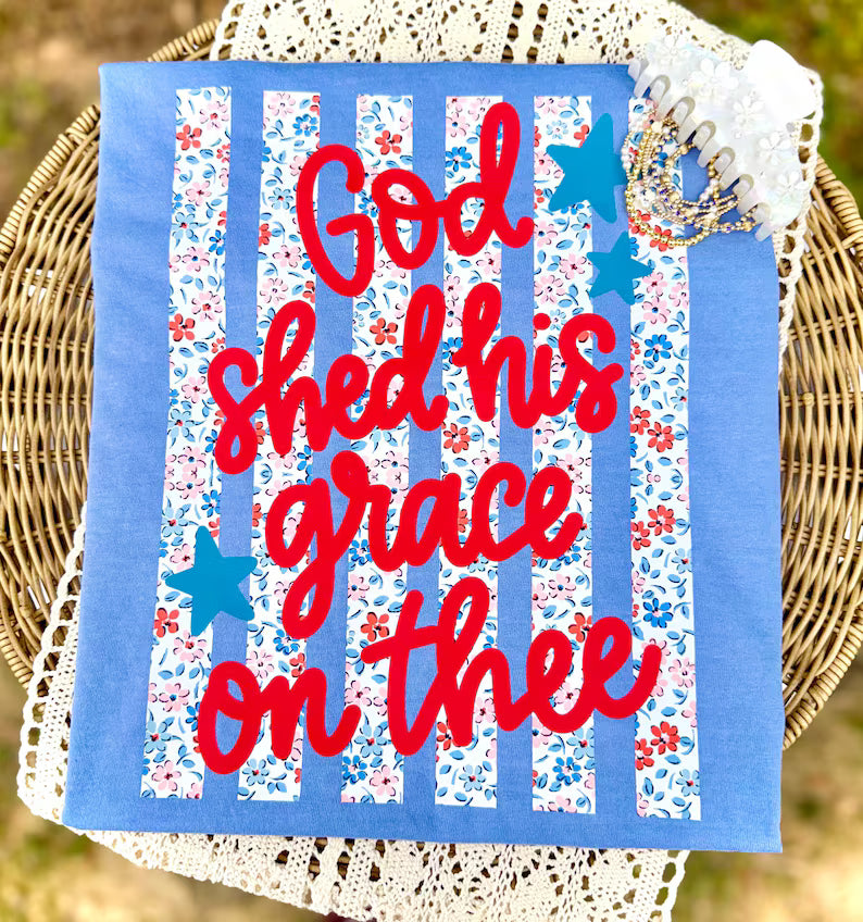 God shed his grace floral stripes DTF Transfer