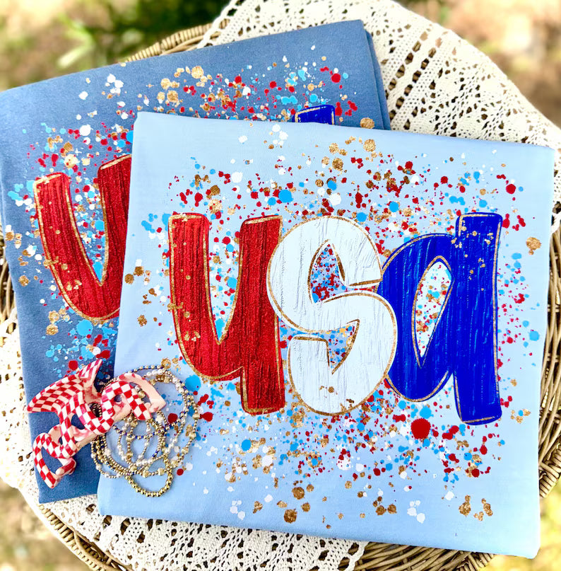 USA glitter background DTF Transfer