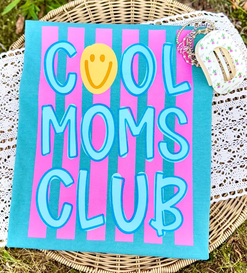 Cool moms club pink stripes Sunday Special DTF transfer