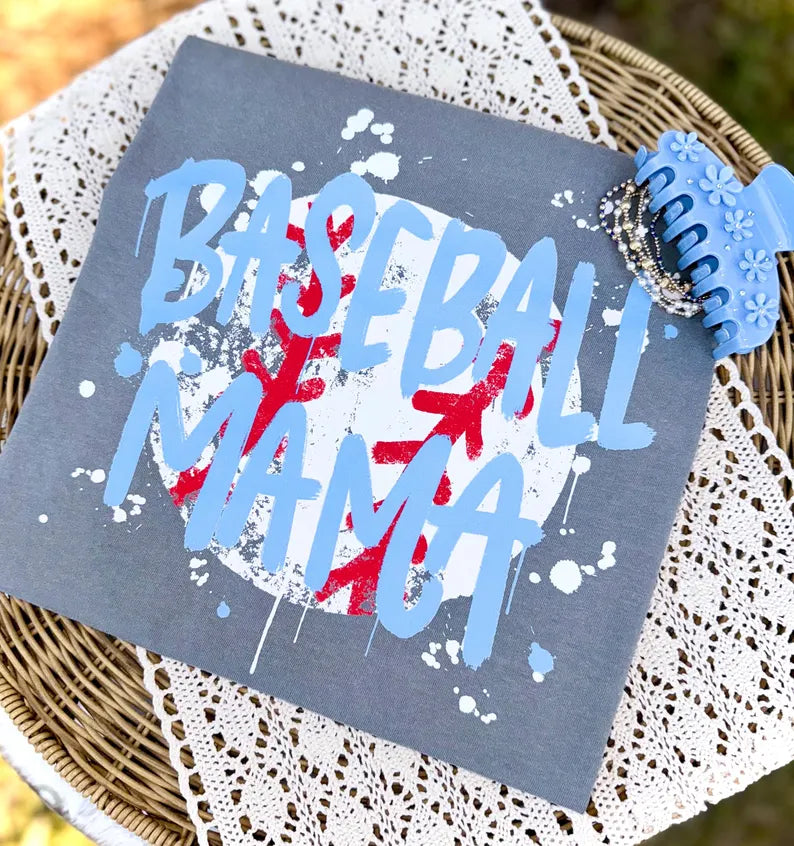 Baseball mama blue font Sunday Special DTF transfer