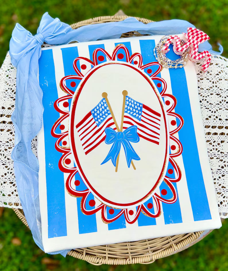 Flag frame with striped background Sunday Special DTF transfer