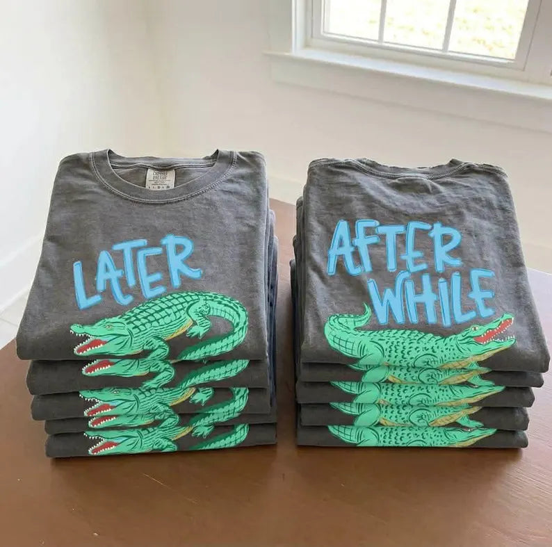 After while blue font BACK ONLY Sunday Special DTF transfer