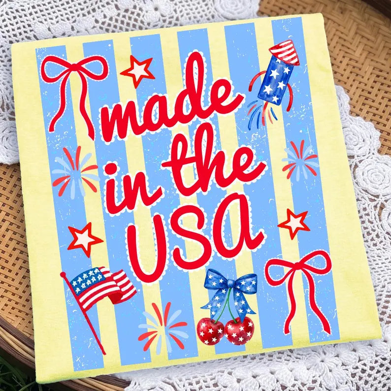 Made in the usa stripes DTF transfer