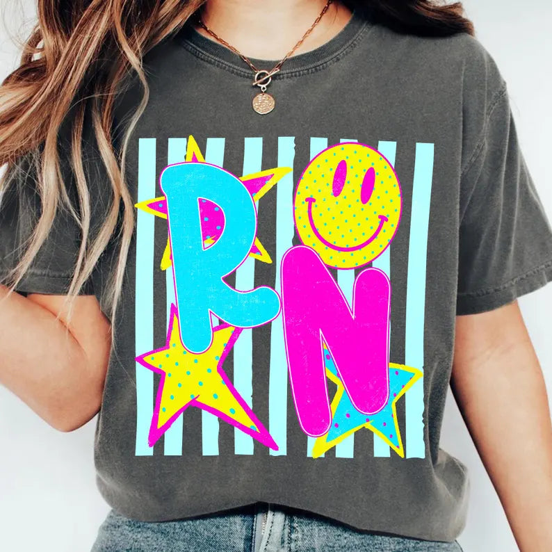 RN groovy with stripes DTF transfer