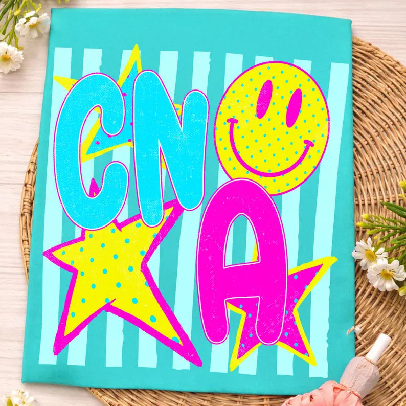 CNA groovy with stripes DTF transfer