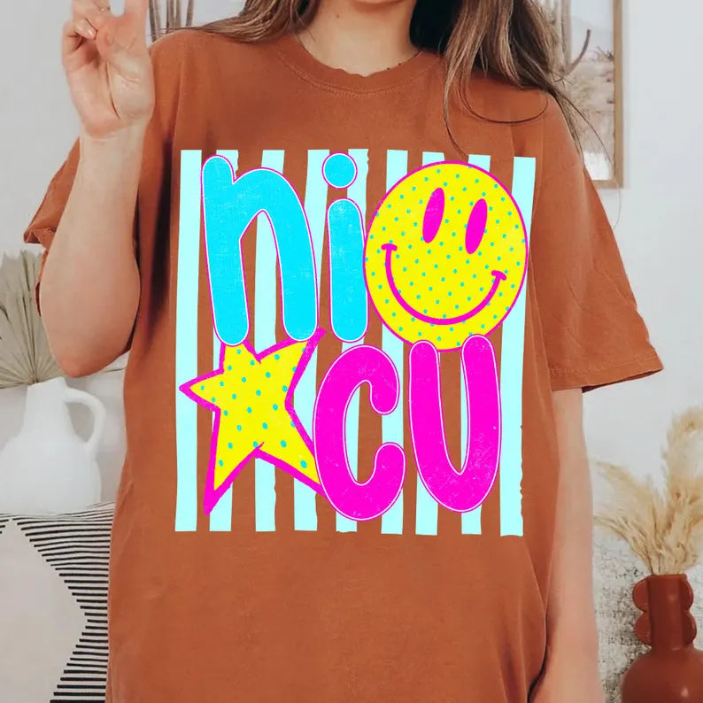 NICU groovy with stripes DTF transfer