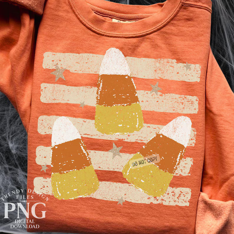 Candy corn trio cream stripes DTF Transfer