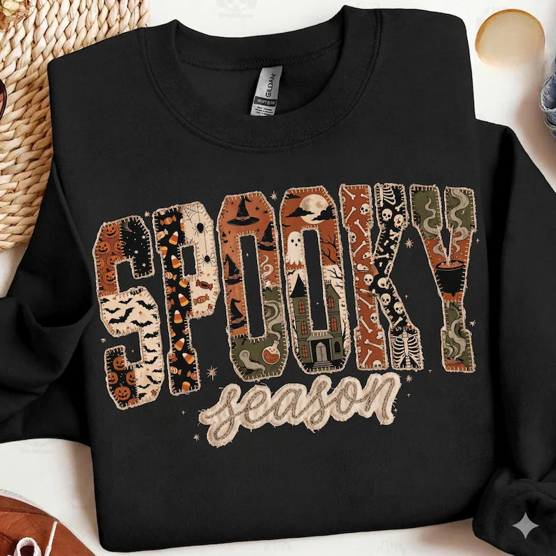 Spooky season faux patchwork patterns DTF Transfer