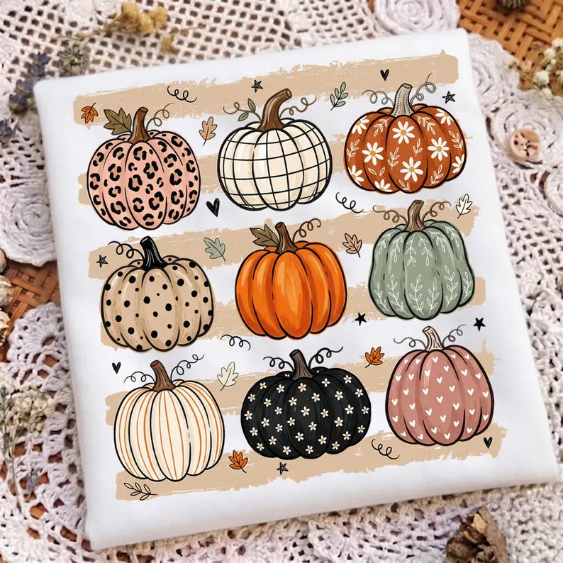 Patterned pumpkin brown stripes DTF Transfer