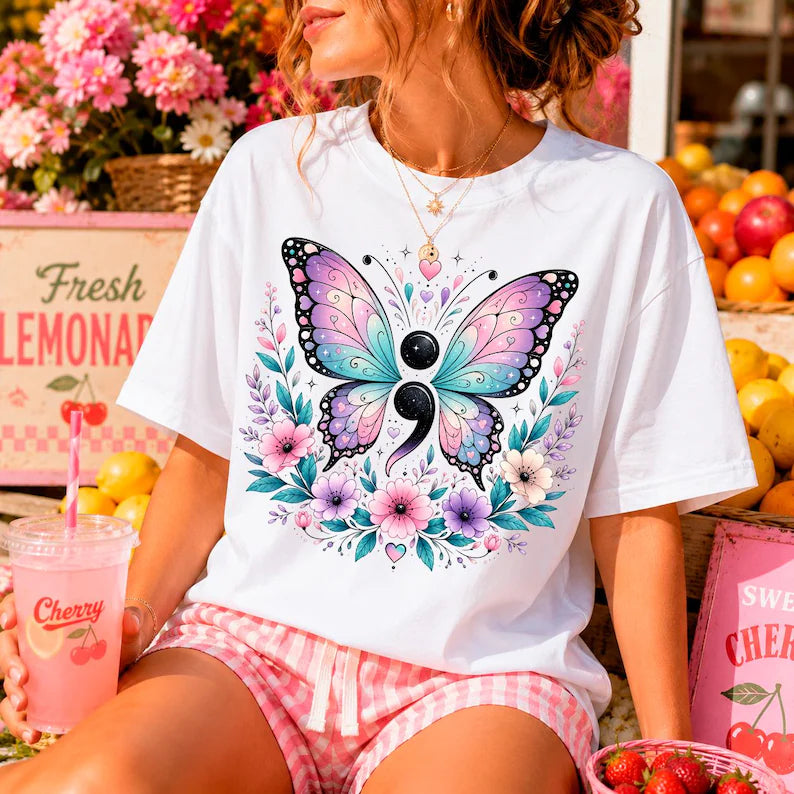 Semi colon butterfly Sunday Special DTF transfer